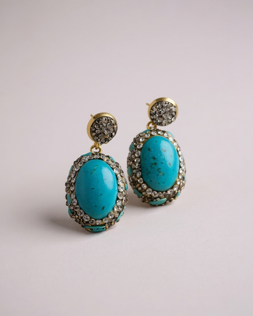 Turquoise Cammeo Earrings